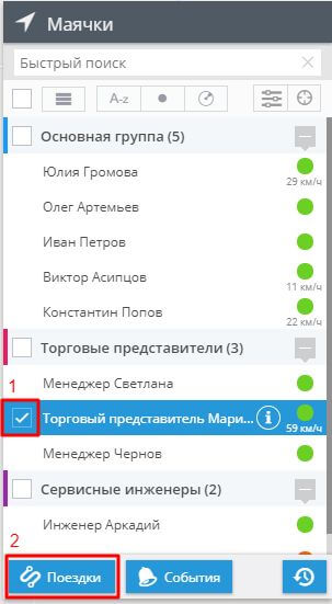 История поездок на карте