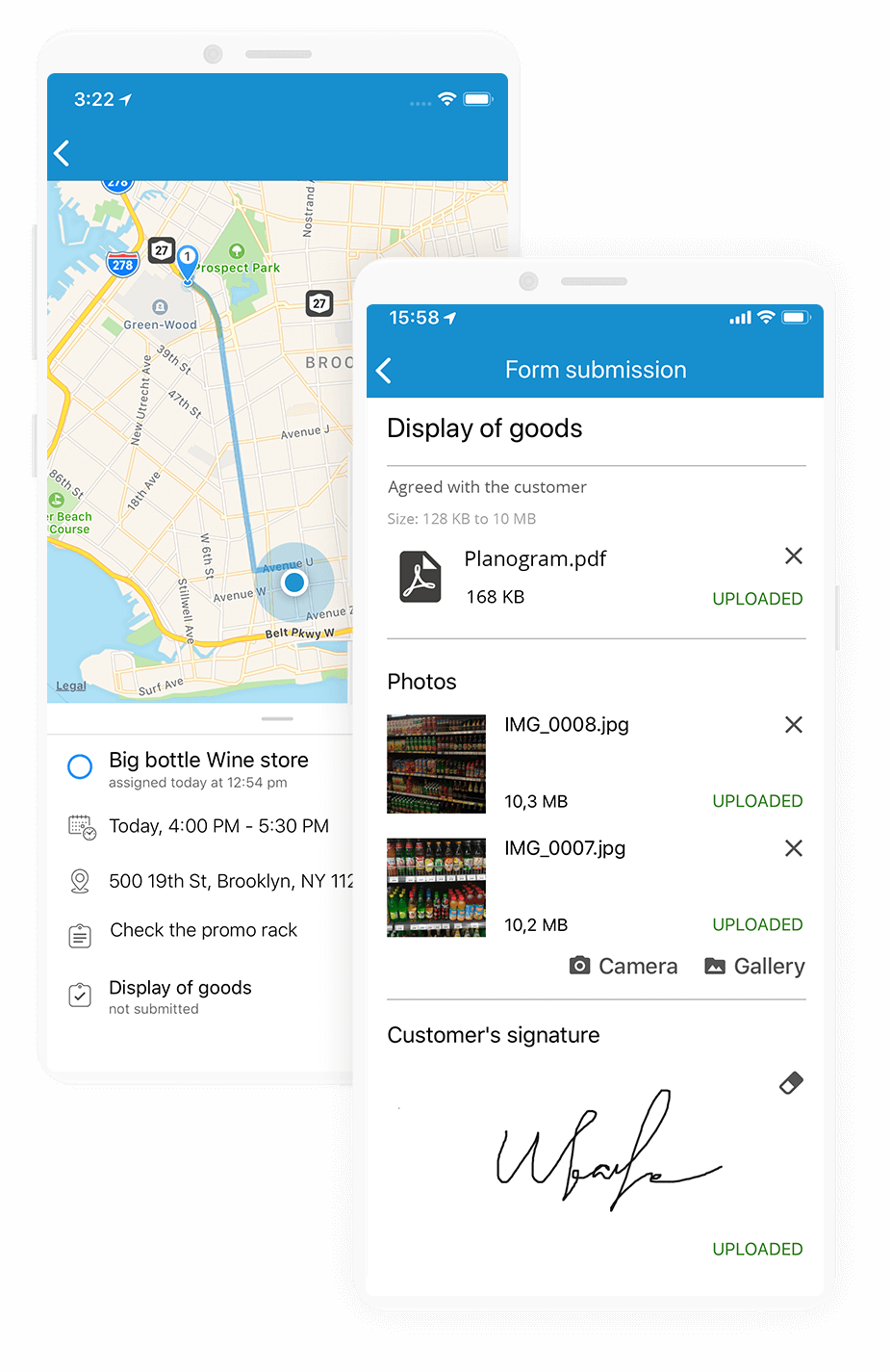 Planogram and display photo in the mobile app