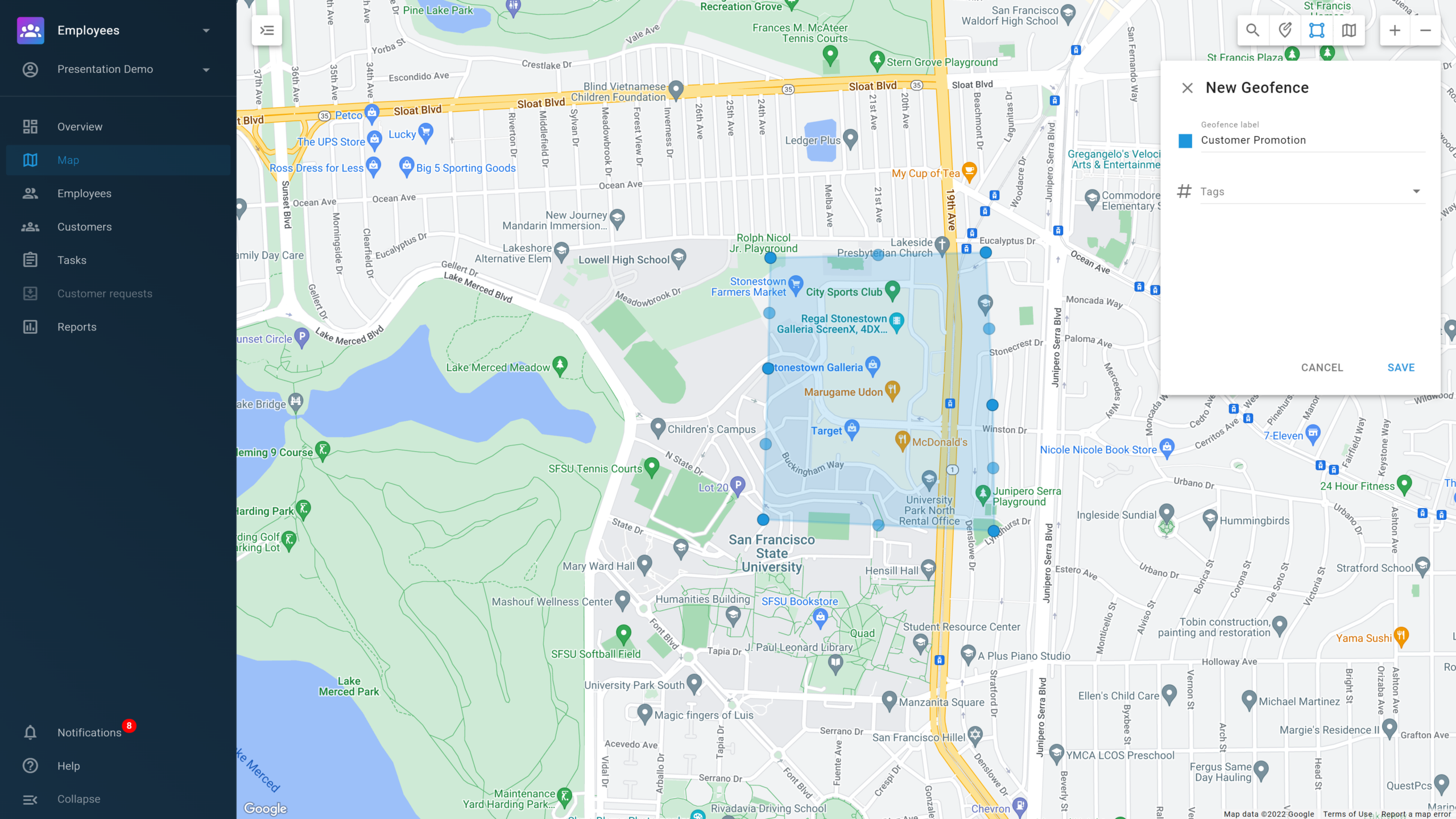 Geofence in B2Field