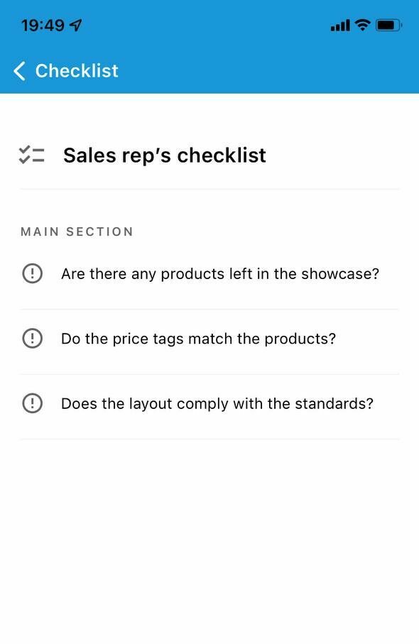 Sales rep’s checklist